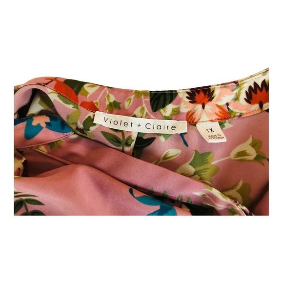 2226 Violet and Claire Women's Mauve Floral 3/4 Sleeve Blouse Top - Picture 6 of 7